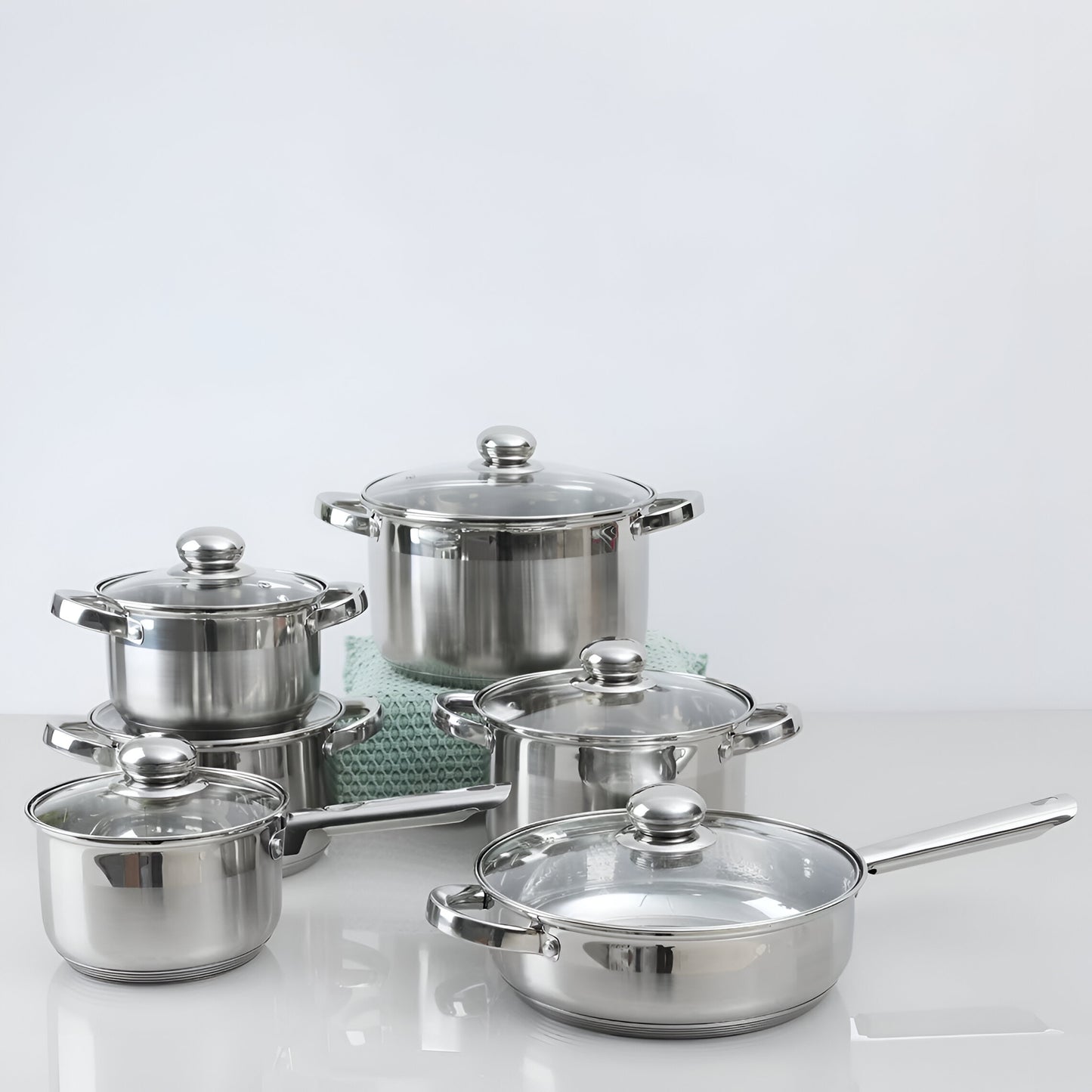 Silvaria 6-Piece Stainless Steel Cookware Set, Mirror Finish
