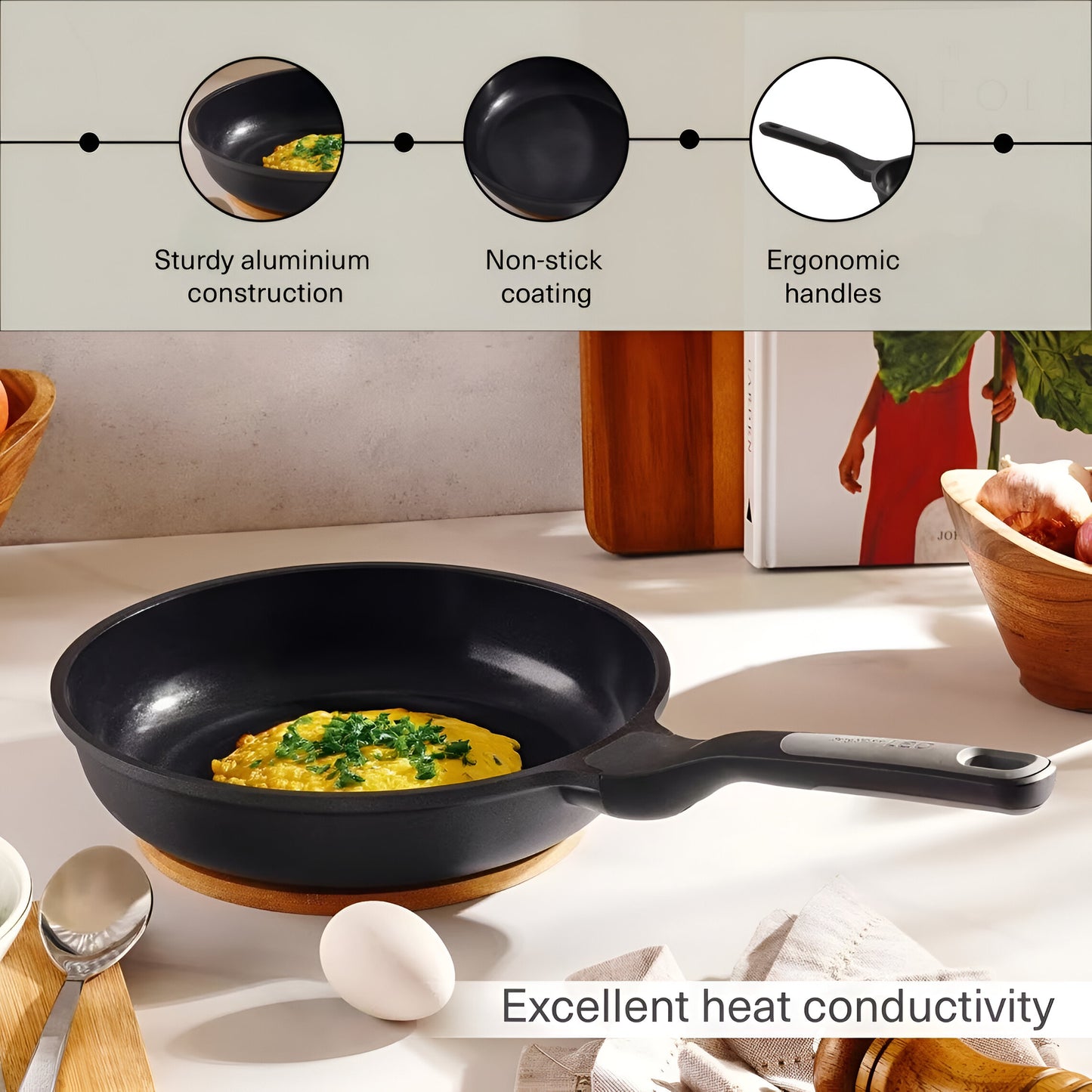 Carbona 9.45 inches Ceramic Frying Pan, Stay-Cool Handle