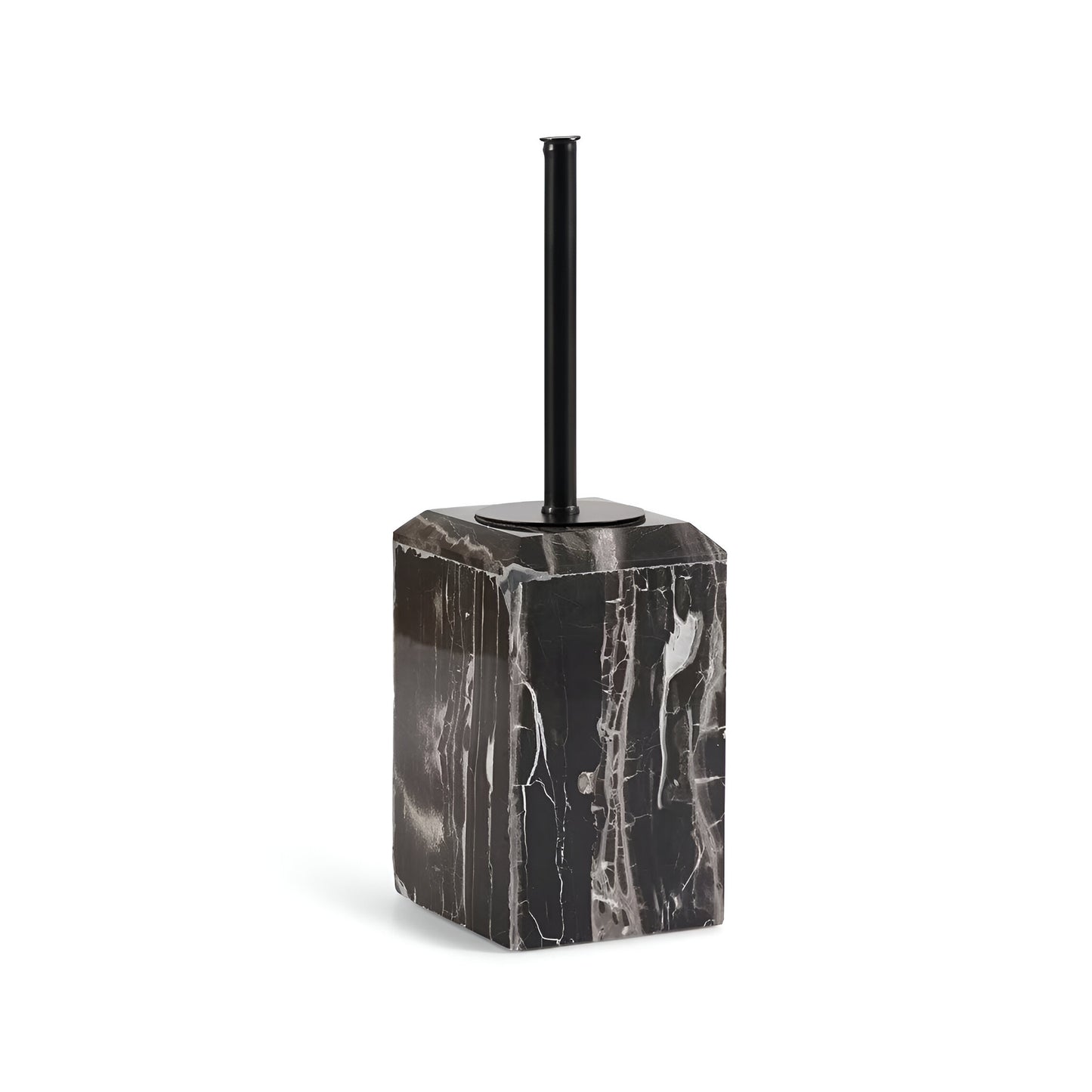 Onyx Black Toilet Brush Holder with Brush, Marble Look, Heavy Duty