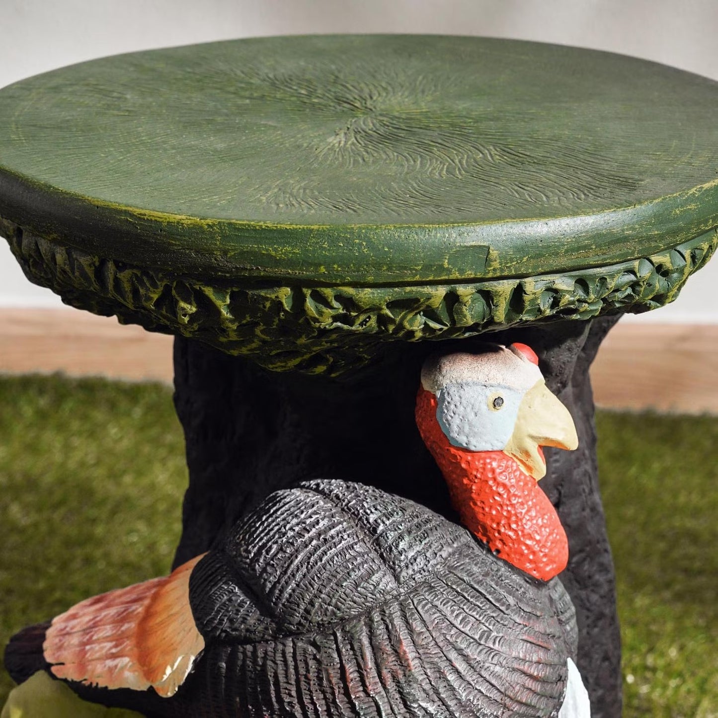 Clay Hen Design Garden Decor Stool, Grey