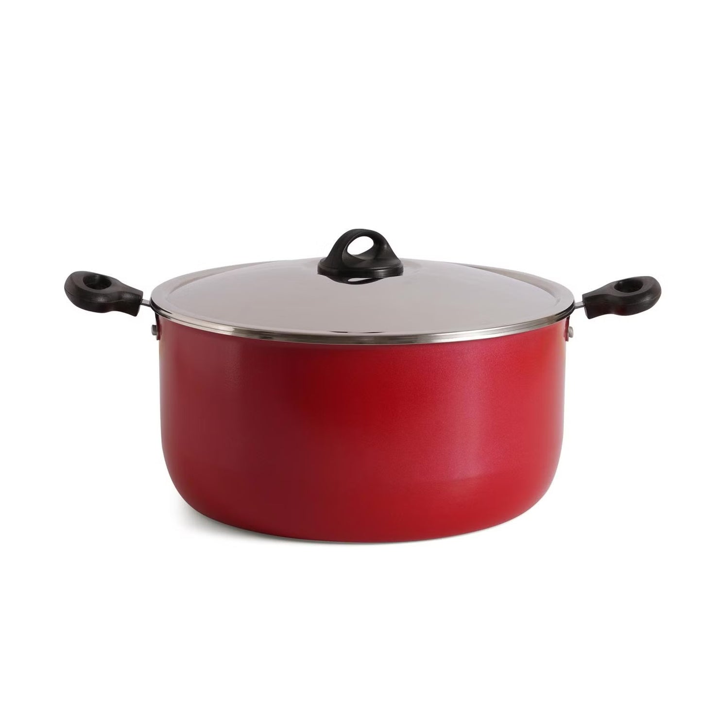 Non Stick Red Cooking Pot with Stainless Steel Lid, 30cm