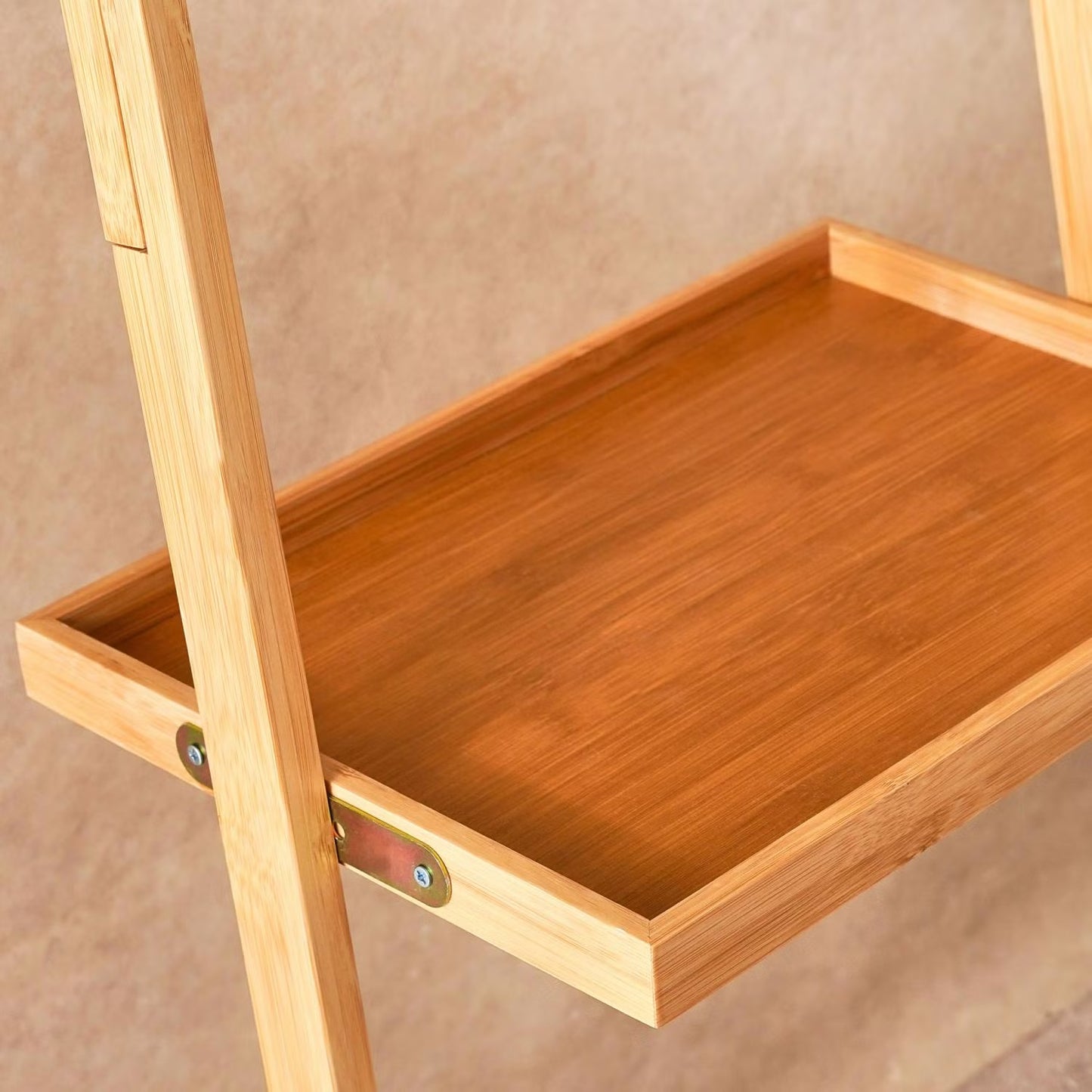 Multifunctional Bamboo Wall Shelf with Mirror and Hooks