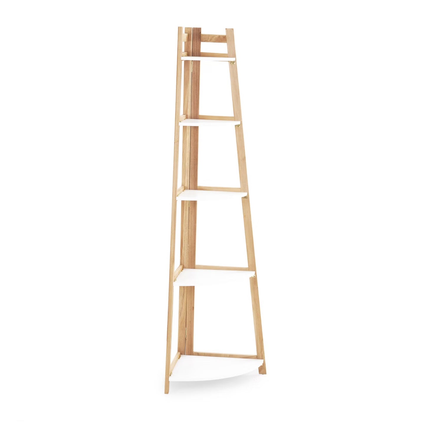 5-Tier Wooden Bathroom Corner Shelf, Natural Finish