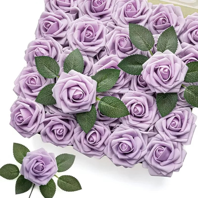 Artificial Red Roses with Stems – Realistic Decorative Set