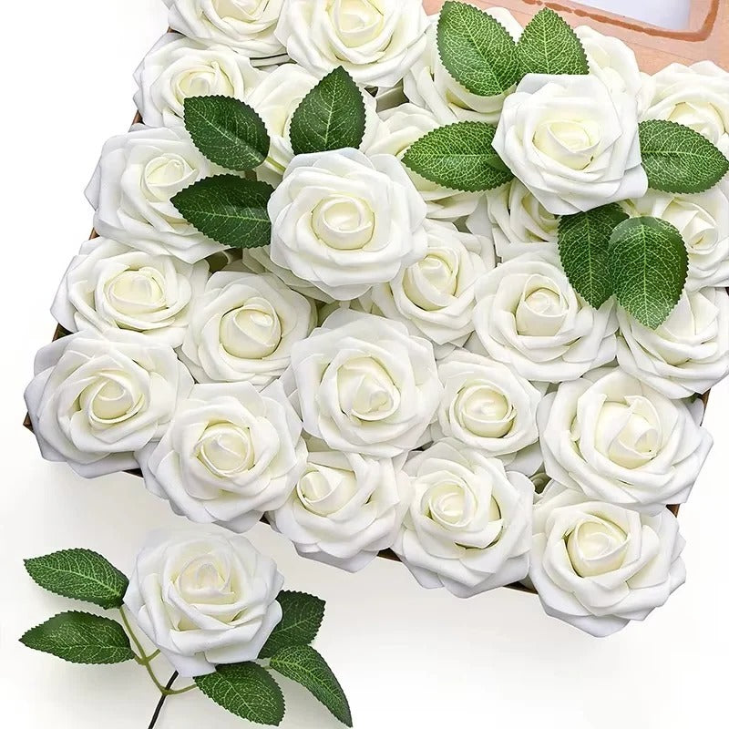 Artificial Red Roses with Stems – Realistic Decorative Set