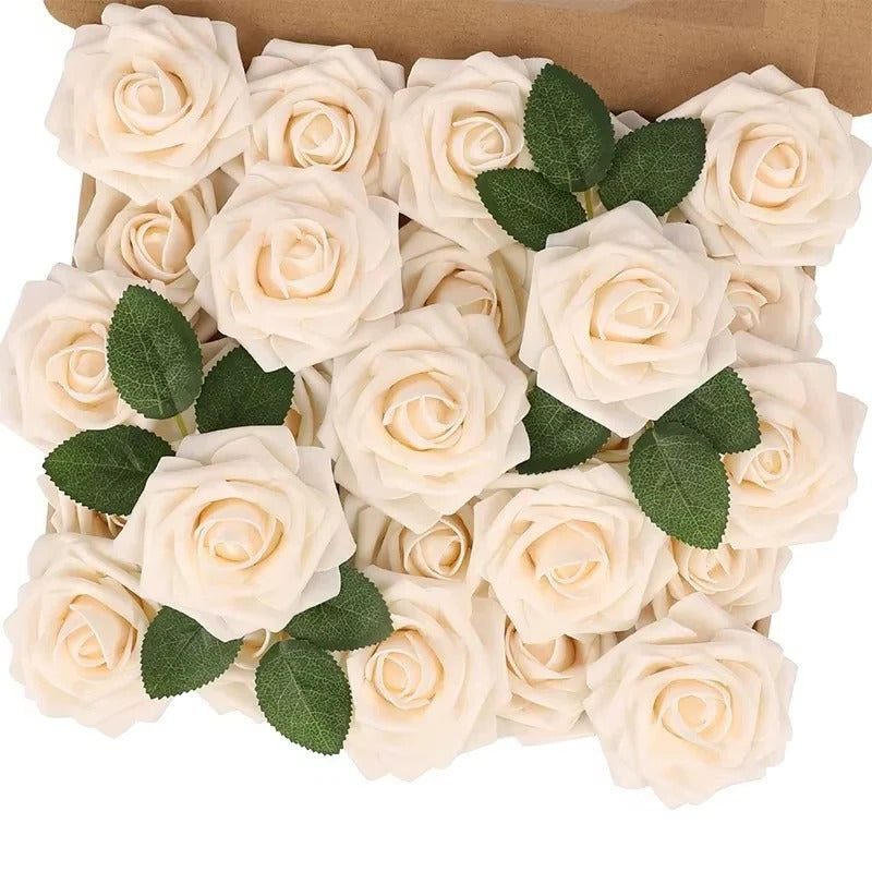 Artificial Red Roses with Stems – Realistic Decorative Set