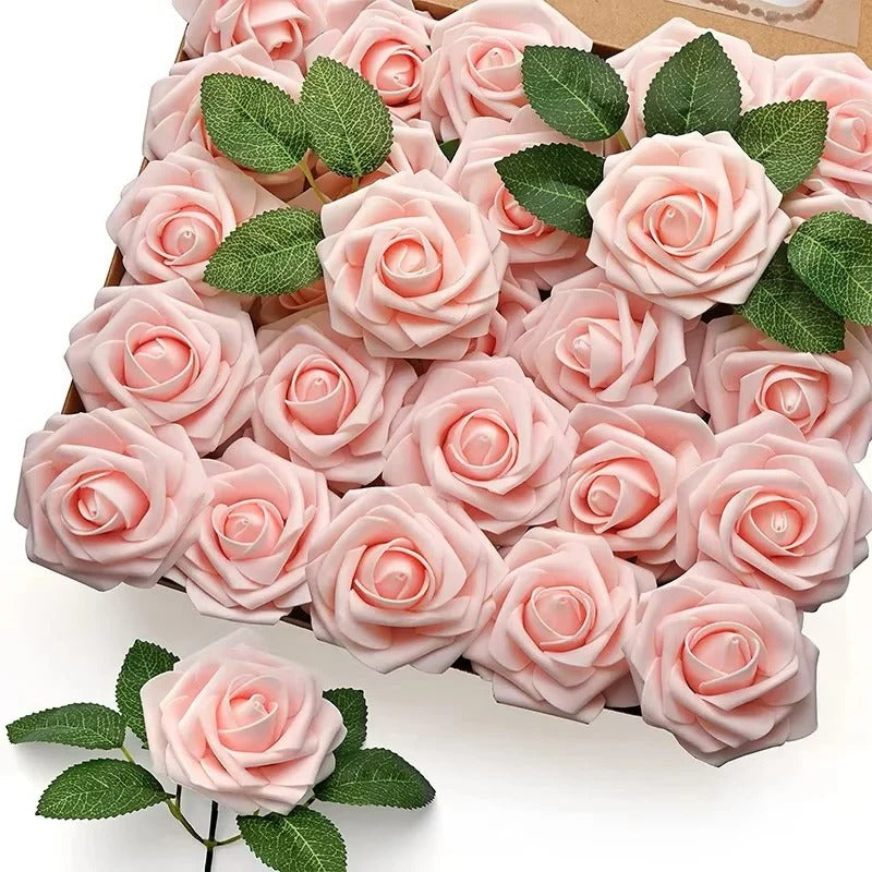 Artificial Red Roses with Stems – Realistic Decorative Set