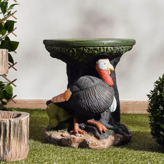 Clay Hen Design Garden Decor Stool, Grey