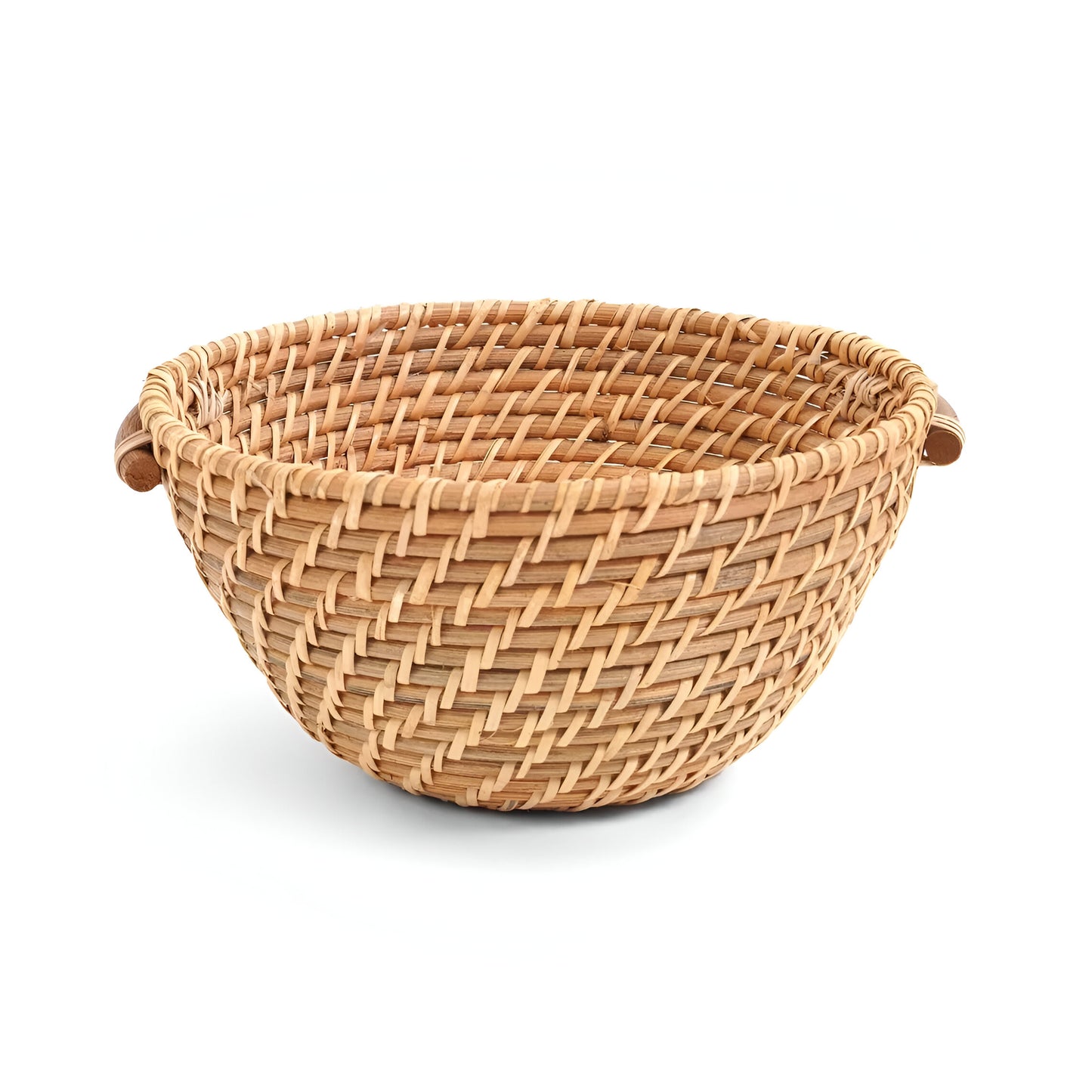 Palmora Round Rattan Basket Natural, Carry Handle