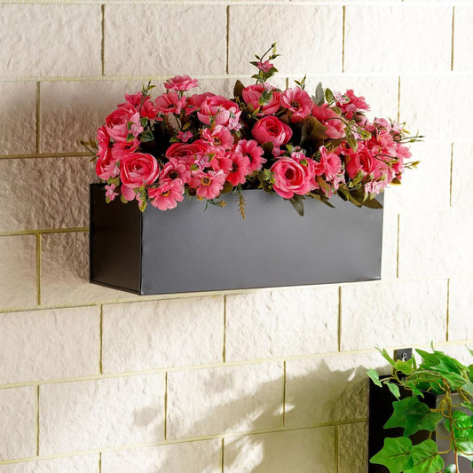 Black Metal Railing Planter with Wall Mounts