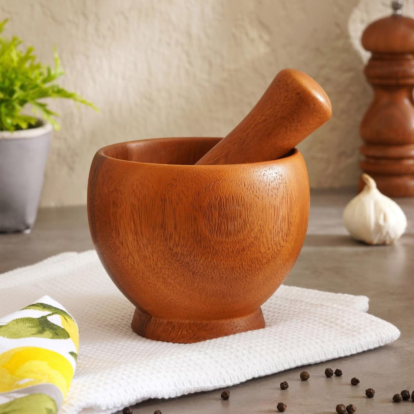 Acacia Wood Mortar and Pestle