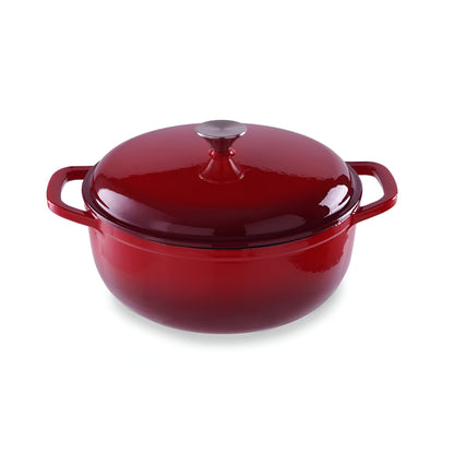 Vermillio Enameled Cast Iron Cooking Pot, Ombre Red