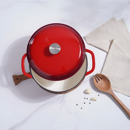 Vermillio Enameled Cast Iron Cooking Pot, Ombre Red