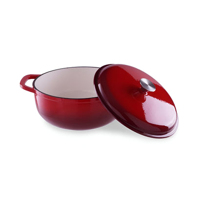 Vermillio Enameled Cast Iron Cooking Pot, Ombre Red