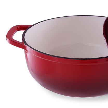 Vermillio Enameled Cast Iron Cooking Pot, Ombre Red