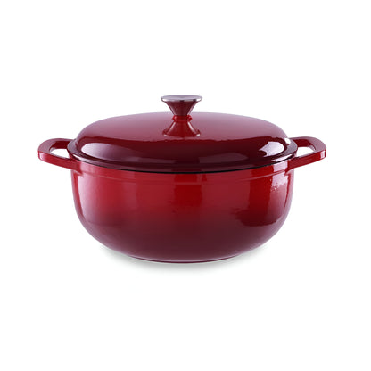 Vermillio Enameled Cast Iron Cooking Pot, Ombre Red