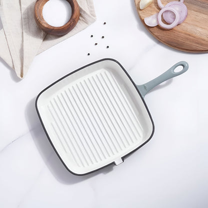 Ashford Enameled Cast Iron Grill Pan, Ombre Gray
