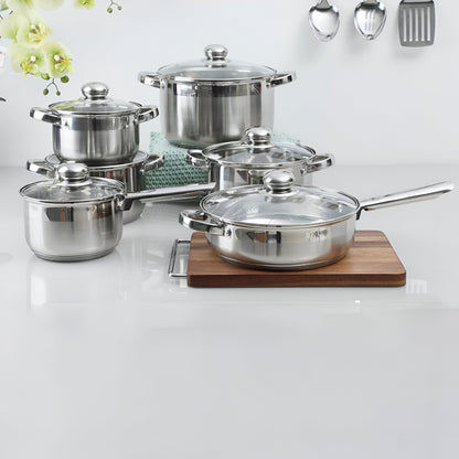 Silvaria 6-Piece Stainless Steel Cookware Set, Mirror Finish