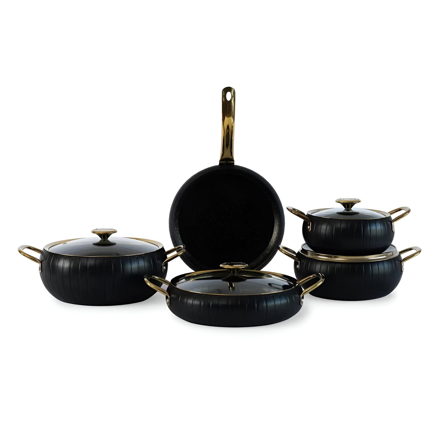 Obsidian 5-Piece Cookware Set Black Aluminum, Induction