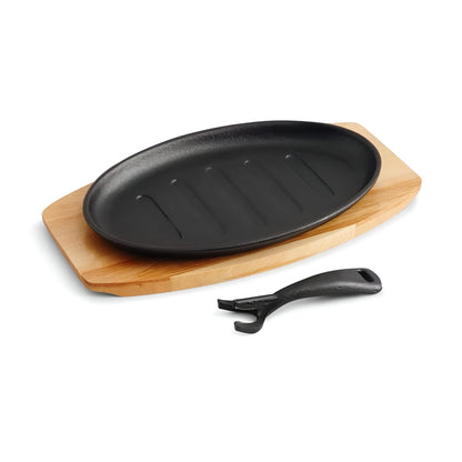 Savora Pre-Seasoned Cast Iron Sizzler, Wooden Tray