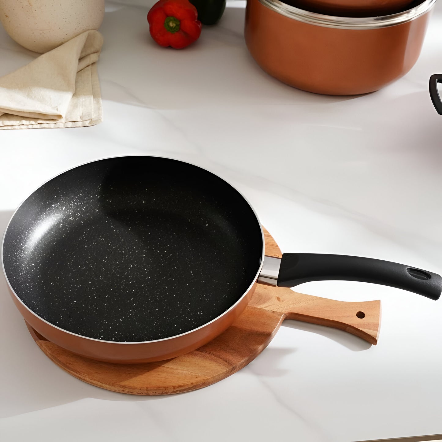 Ambera Non-Stick Cookware Set 8-Piece, Copper Induction