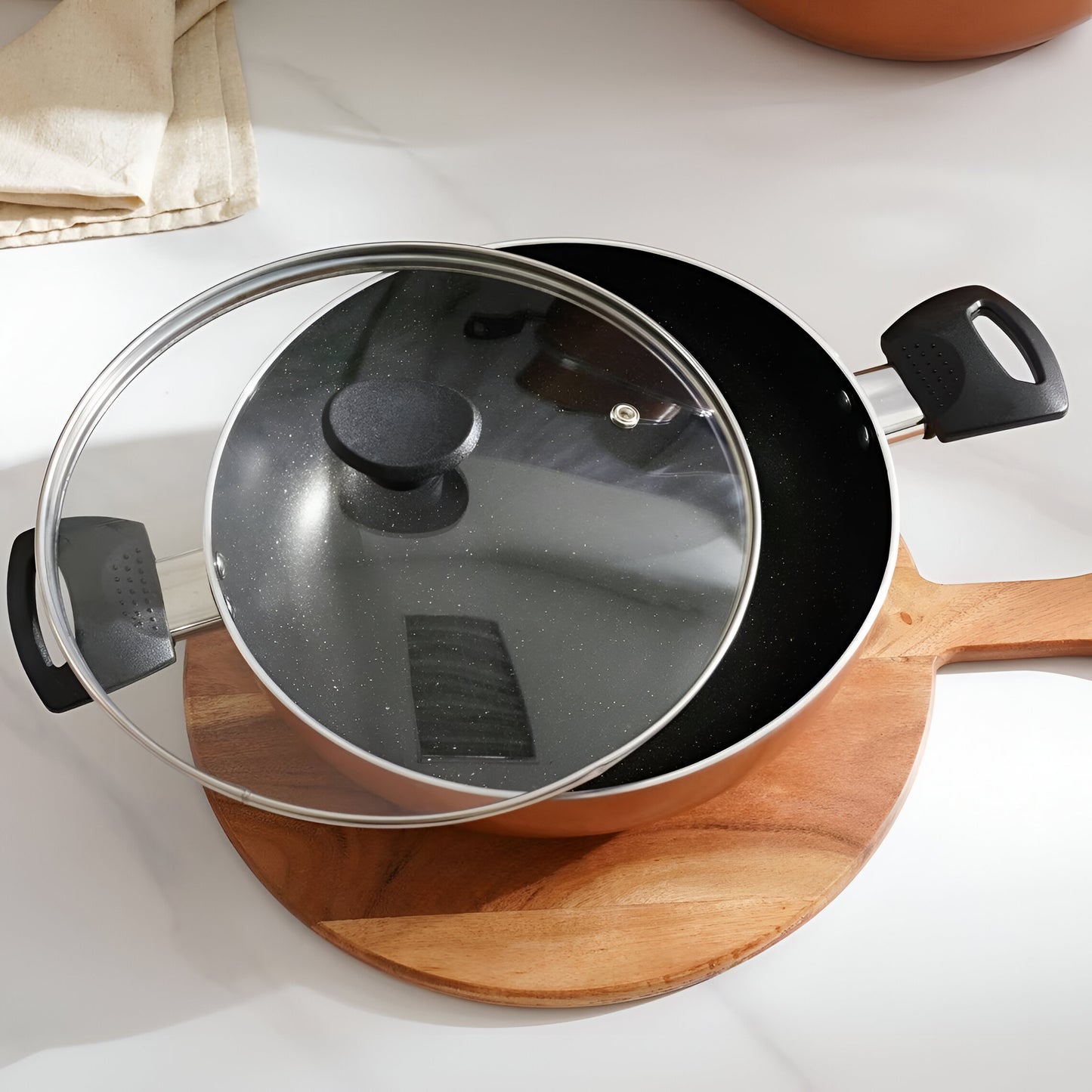 Ambera Non-Stick Cookware Set 8-Piece, Copper Induction