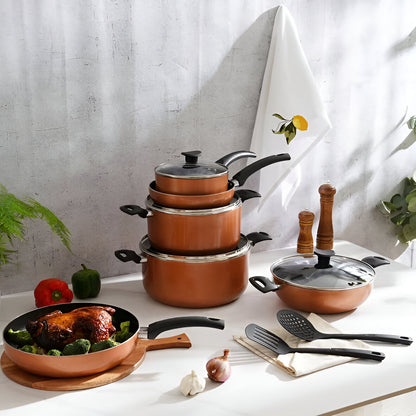 Ambera Non-Stick Cookware Set 8-Piece, Copper Induction