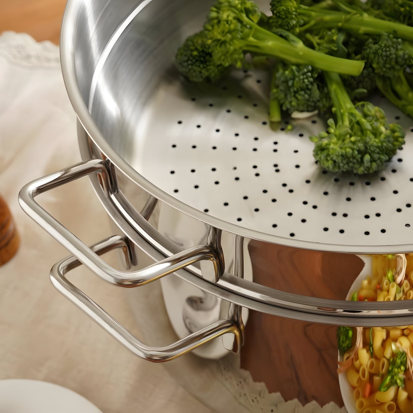 Vapore Stainless Steel Steamer with Lid, Mirror Finish