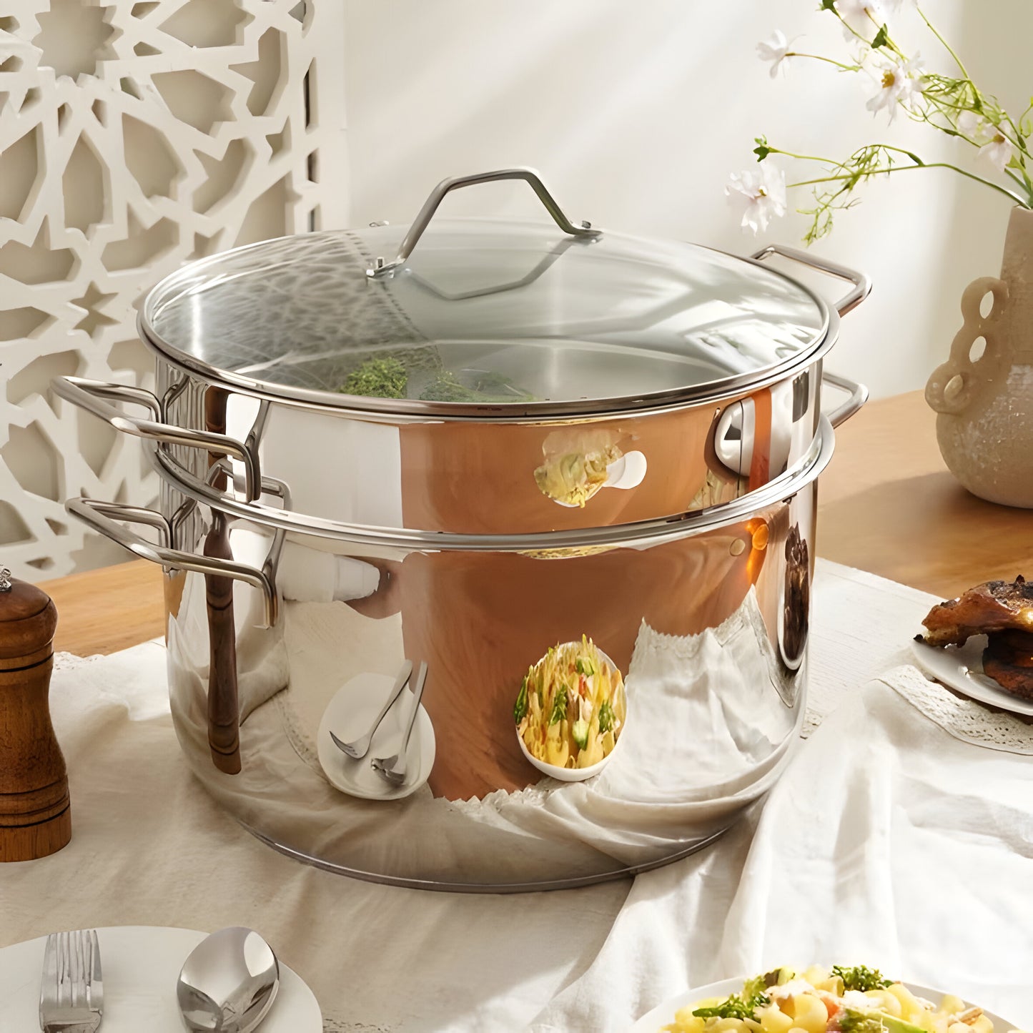 Vapore Stainless Steel Steamer with Lid, Mirror Finish