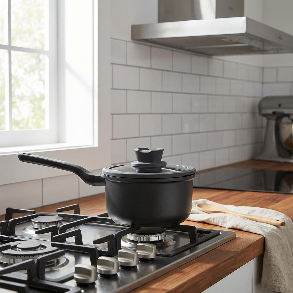 Raven Ceramic Sauce Pan, Non-Stick Straining Lid
