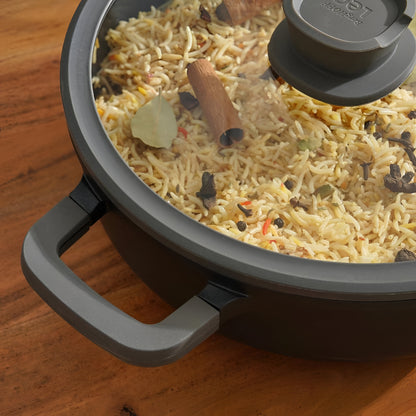 Onyx Ceramic Cooking Pot Non-Stick, Straining Lid