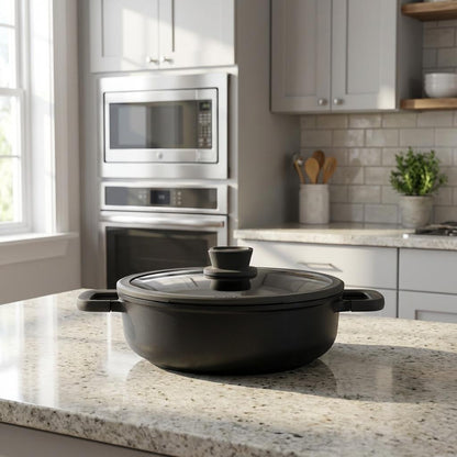 Onyx Ceramic Cooking Pot Non-Stick, Straining Lid