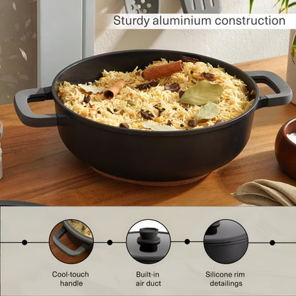 Onyx Ceramic Cooking Pot Non-Stick, Straining Lid