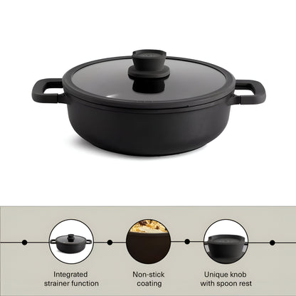 Onyx Ceramic Cooking Pot Non-Stick, Straining Lid