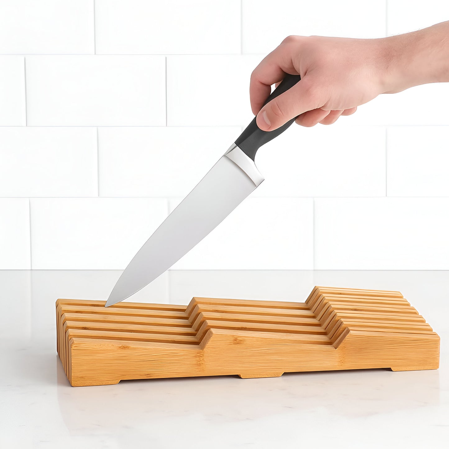 Kanso Bamboo Knife Block Organizer, 11-Slot Storage