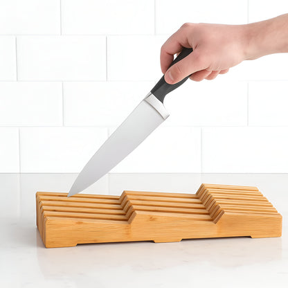 Kanso Bamboo Knife Block Organizer, 11-Slot Storage