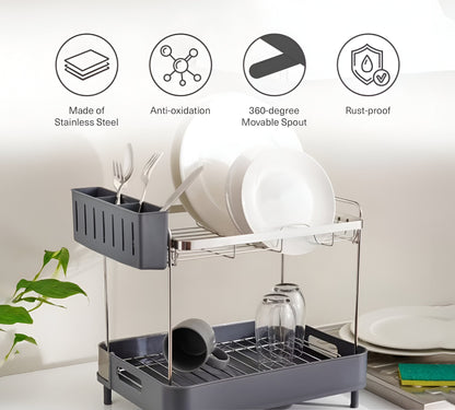 Lumina Stainless Steel 2-Tier Dish Rack