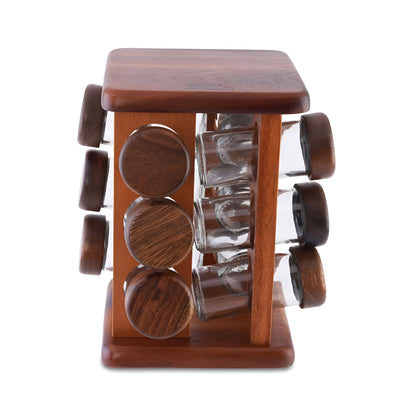 Natura Wooden Spice Rack 12-Jar, 360 Rotating