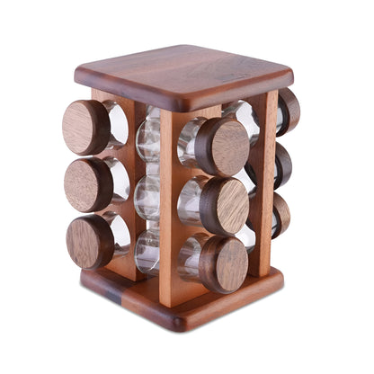 Natura Wooden Spice Rack 12-Jar, 360 Rotating