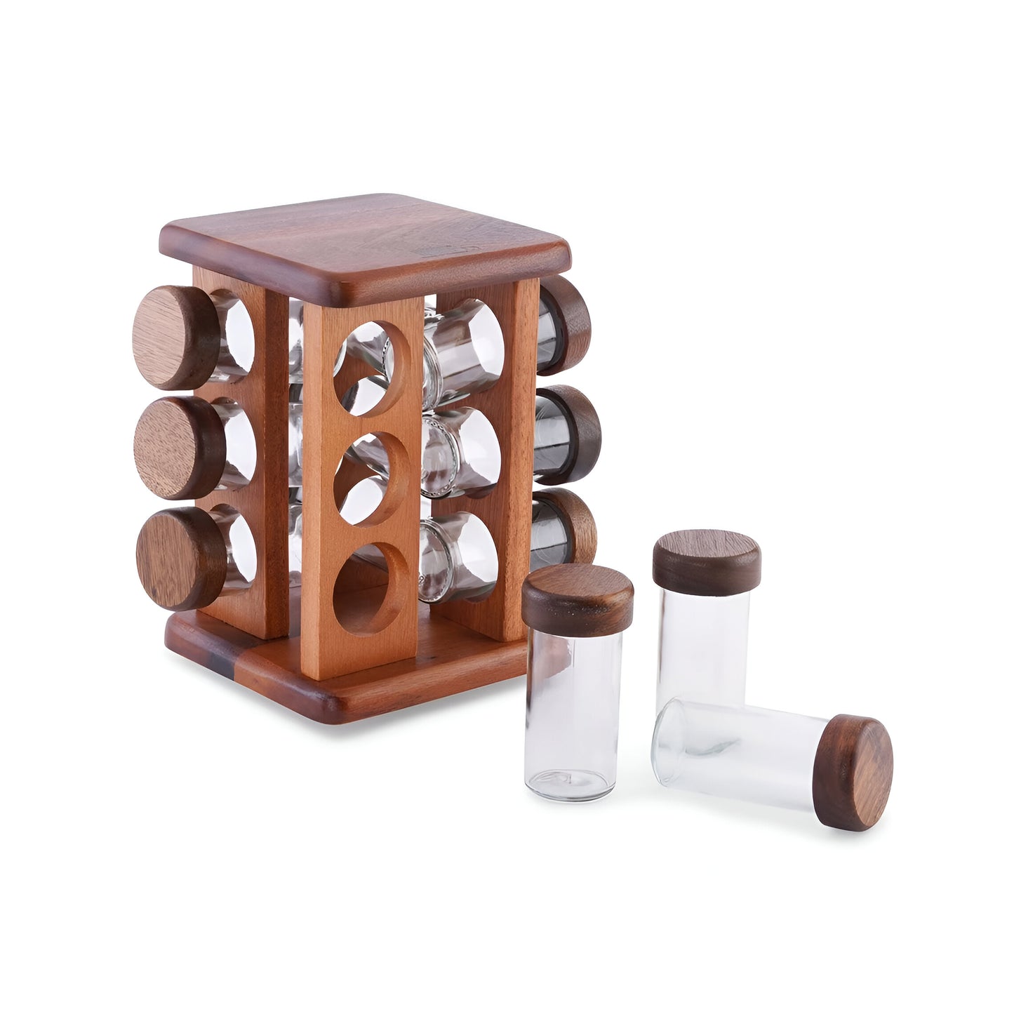 Natura Wooden Spice Rack 12-Jar, 360 Rotating