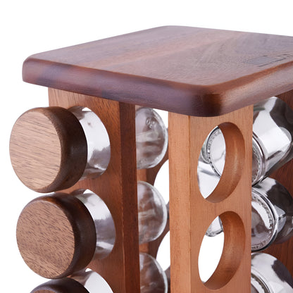 Natura Wooden Spice Rack 12-Jar, 360 Rotating