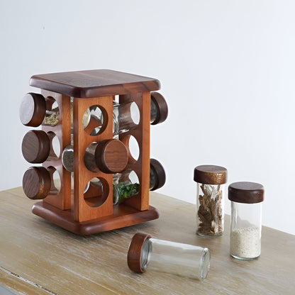 Natura Wooden Spice Rack 12-Jar, 360 Rotating