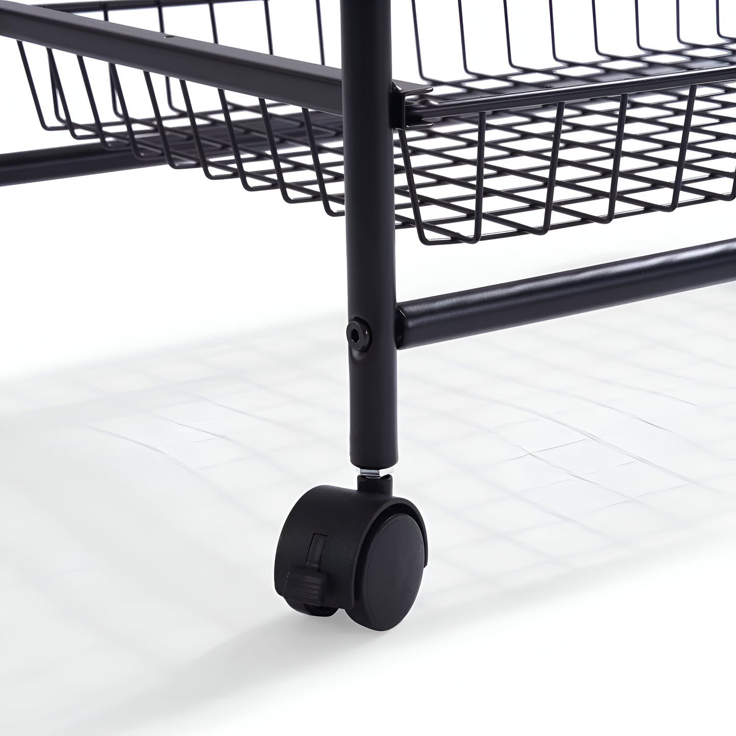 Mobila 3-Tier Kitchen Trolley Black, Wooden Top