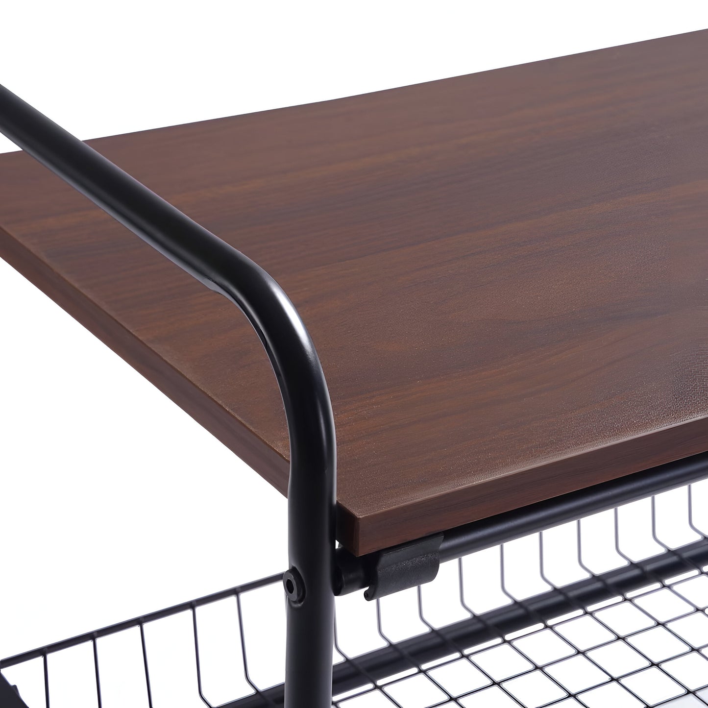 Mobila 3-Tier Kitchen Trolley Black, Wooden Top