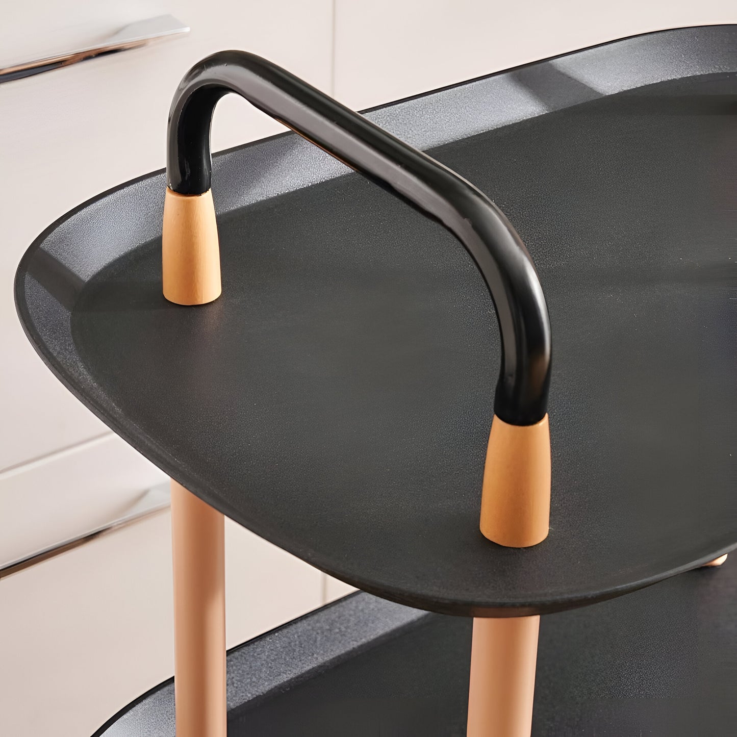 Vesta 3-Tier Kitchen Trolley Black, Locking Wheels