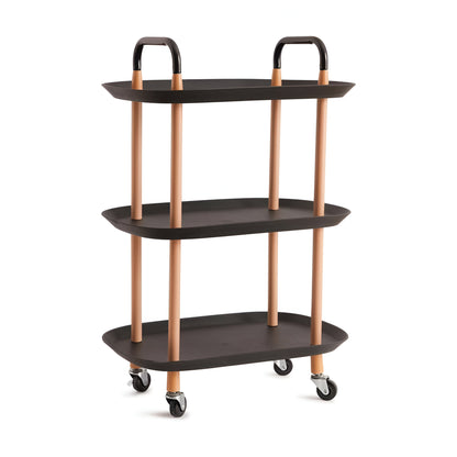 Vesta 3-Tier Kitchen Trolley Black, Locking Wheels