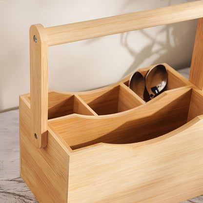Grove Bamboo Cutlery Caddy Portable, 4 Compartments