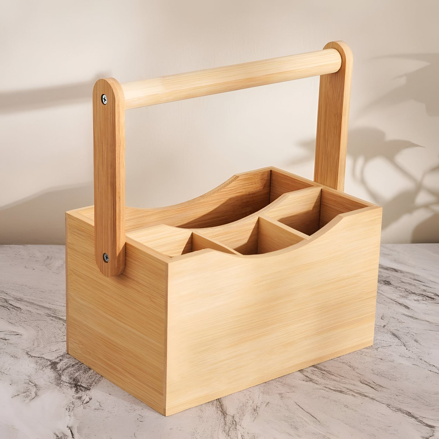 Grove Bamboo Cutlery Caddy Portable, 4 Compartments