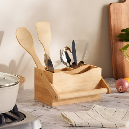Grove Bamboo Cutlery Caddy Portable, 4 Compartments