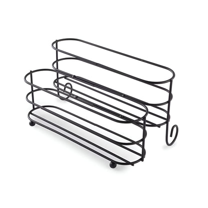 Orion 8-Piece Glass Spice Jar Set Metal Stand, Clear